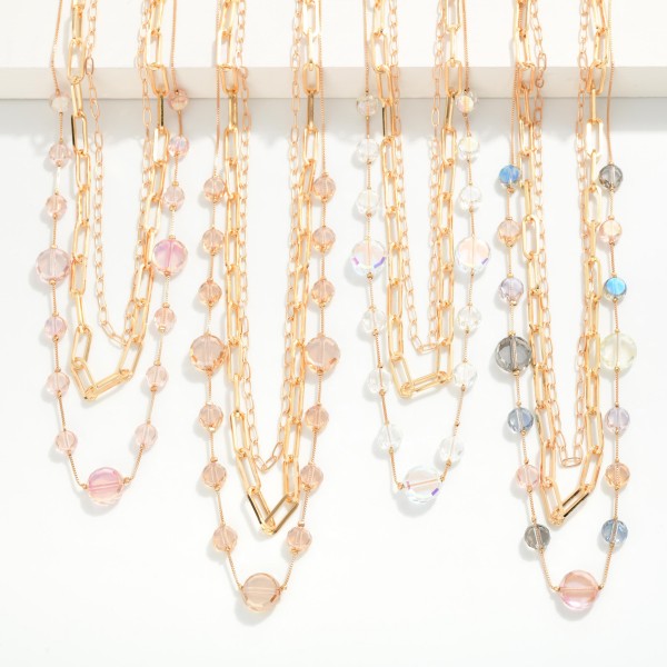 Layered glass bead necklace