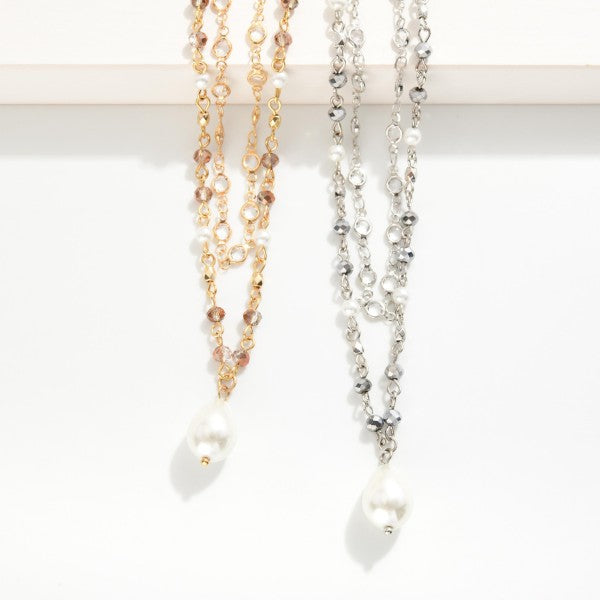 Layered Chain Necklace - Pearl