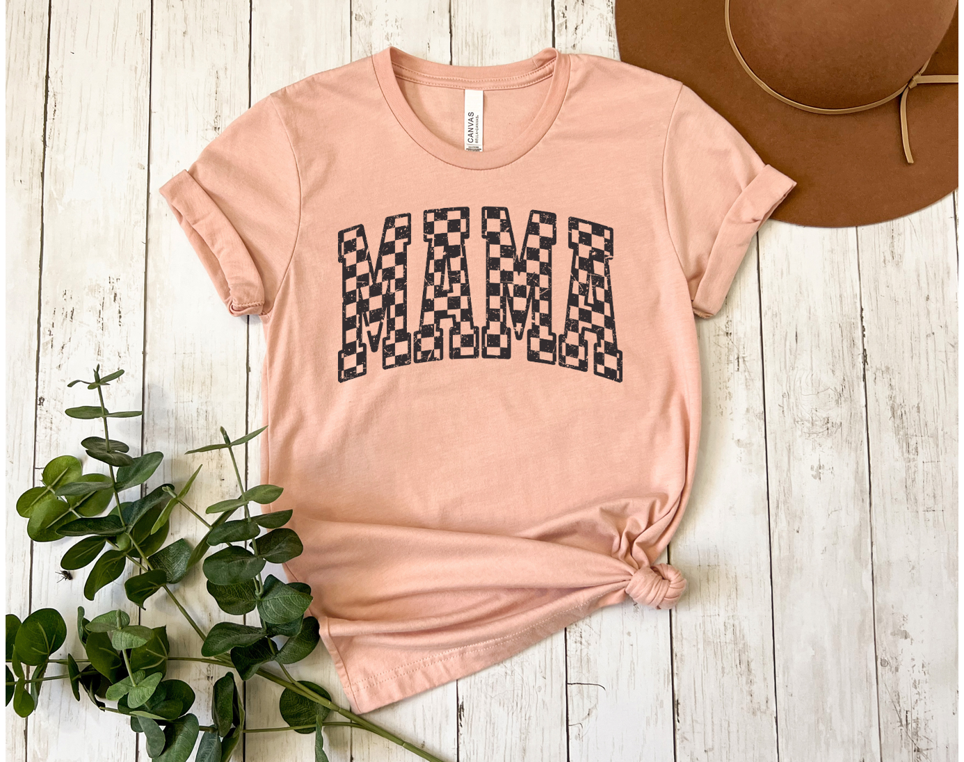 Checkered Mama Tee