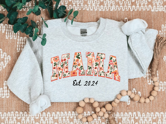 Customizable mama floral crew