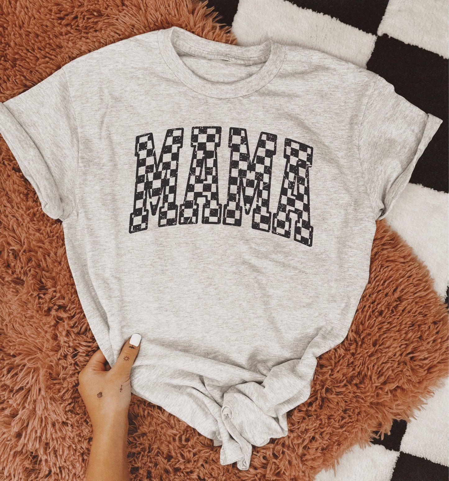 Checkered Mama Tee