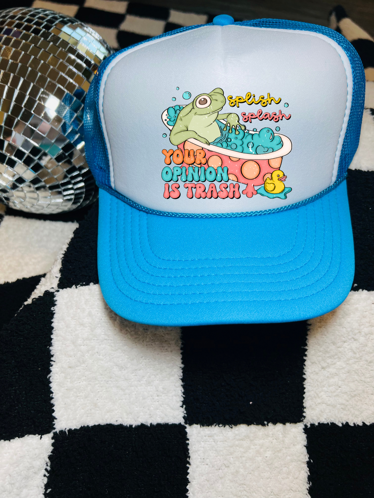 Splish Splash your opinion is trash trucker hat