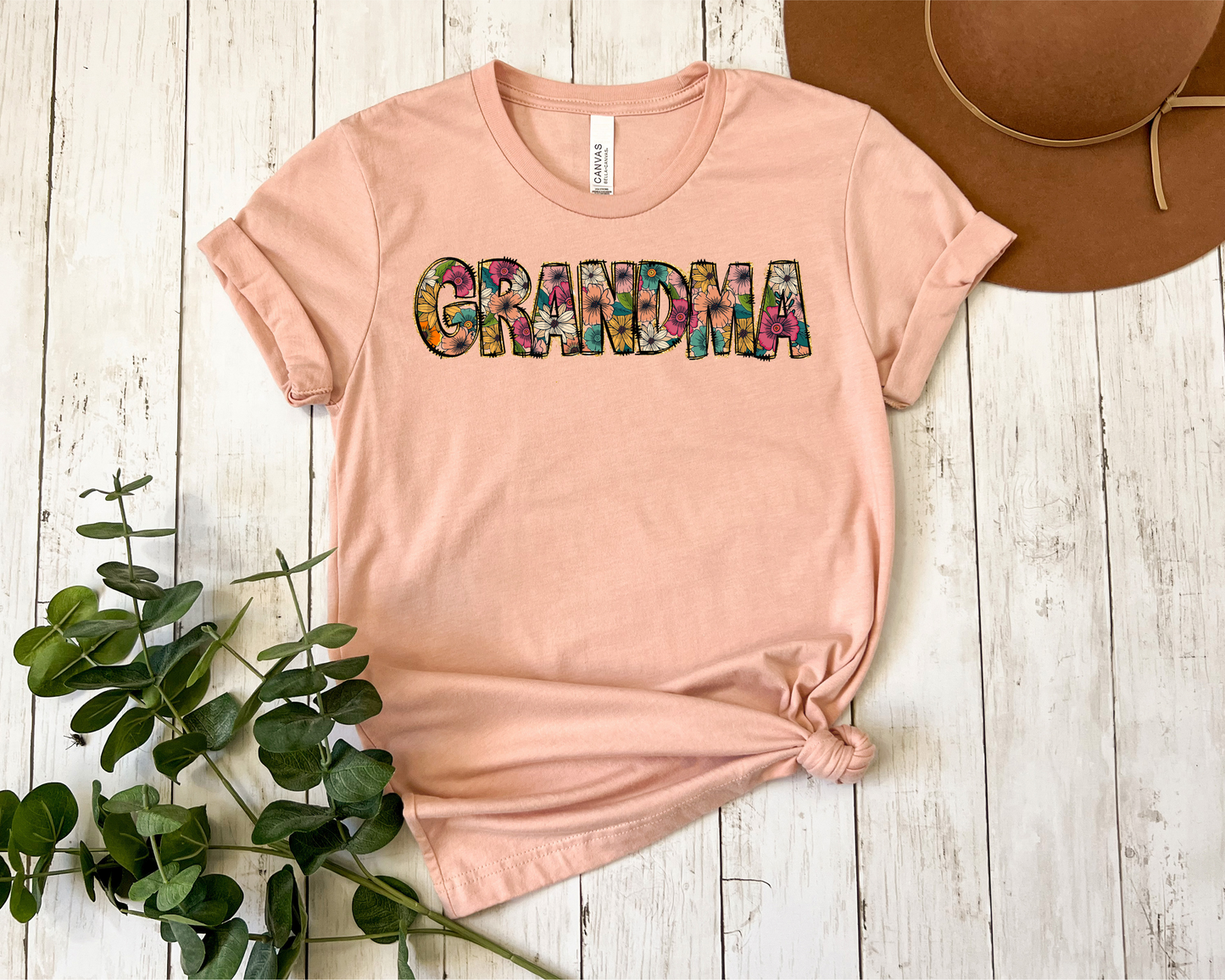 Floral Name Peach Tee