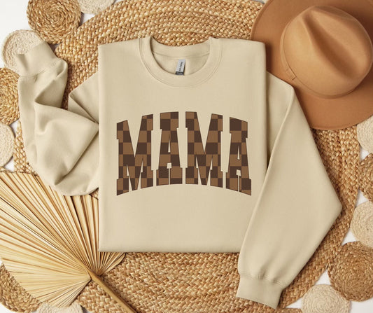 Brown Checkered Mama SWEATSHIRT.