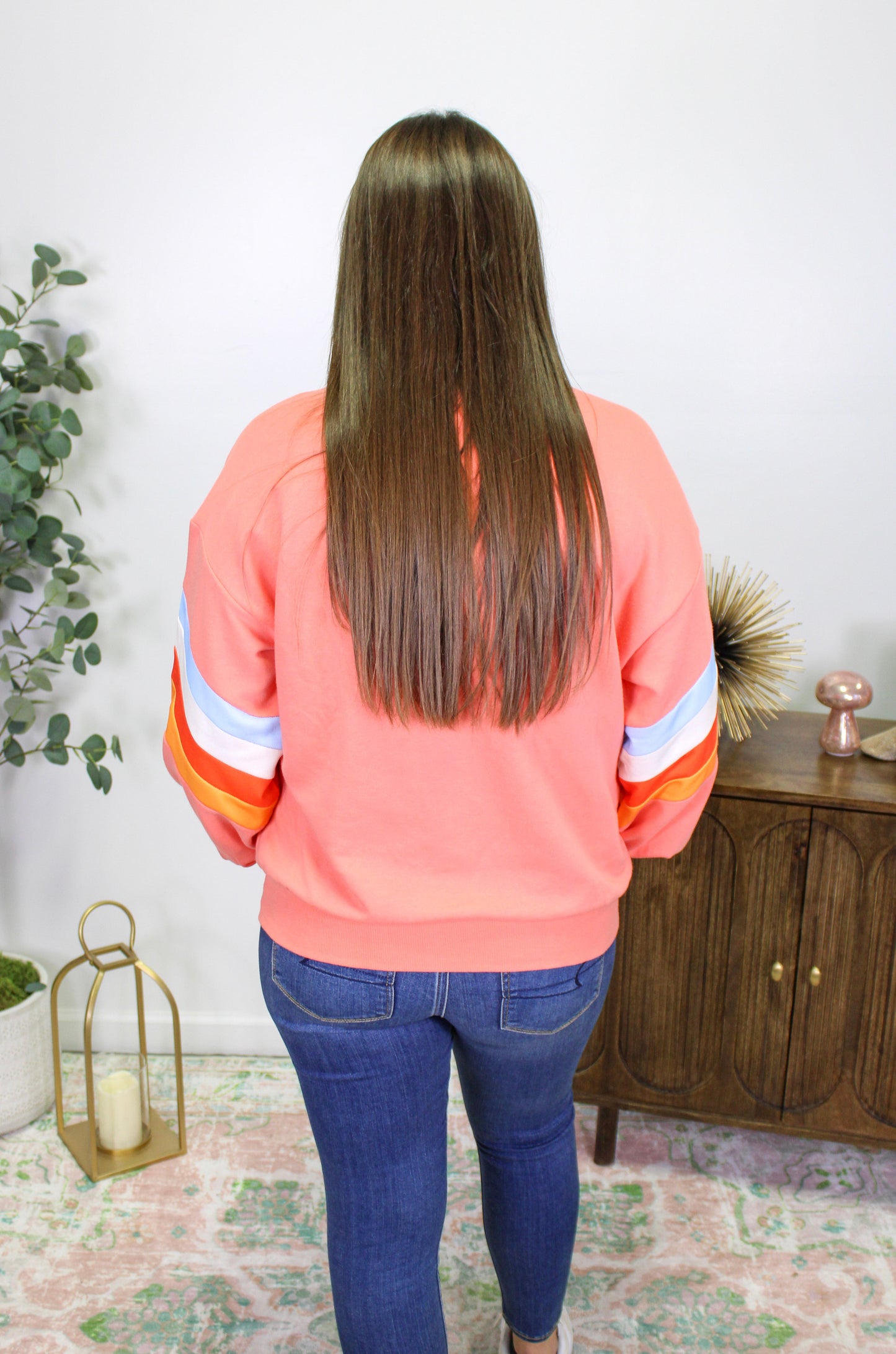 Peach Colorblock Crewneck LT