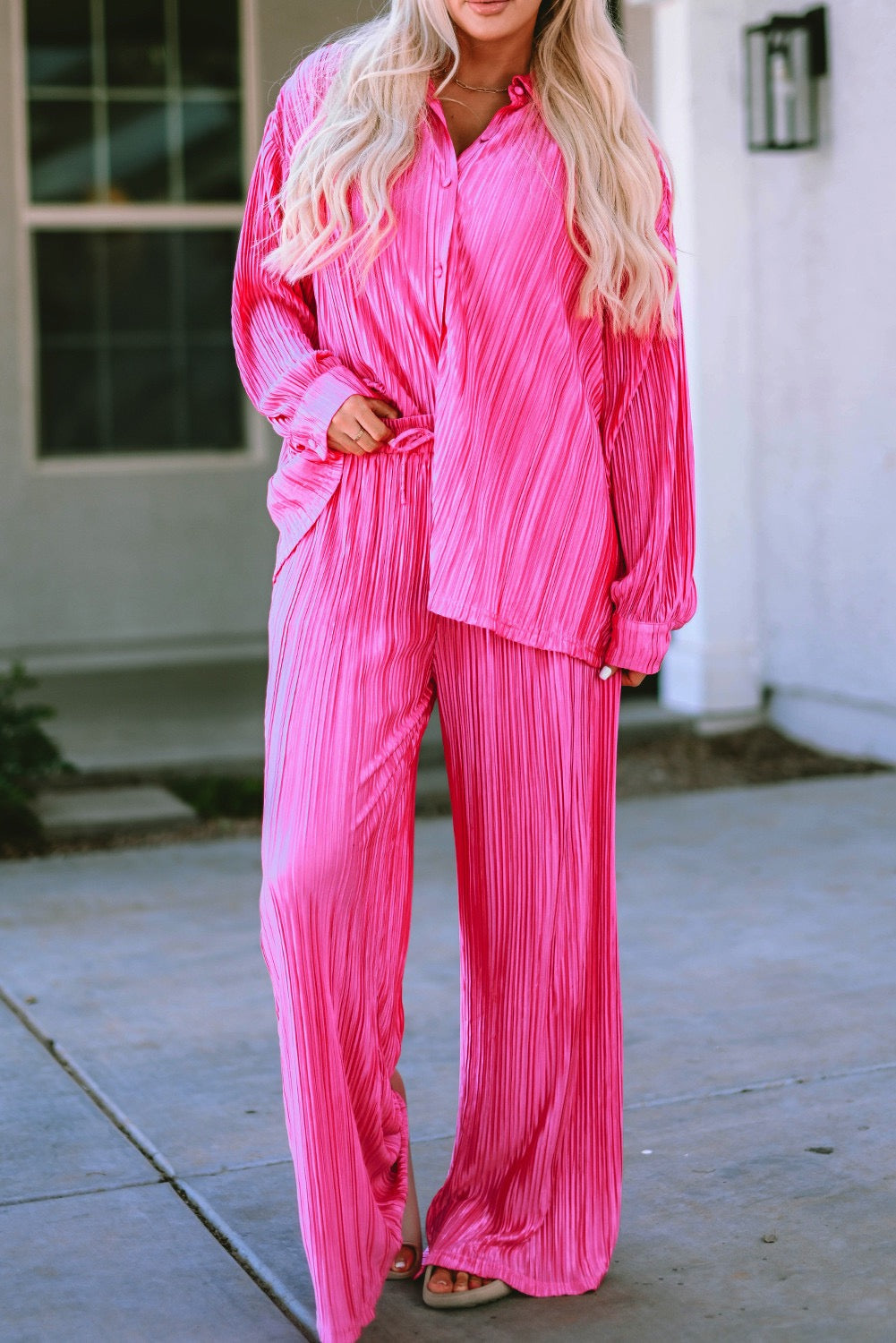 Pink Pleated Pants Set LT