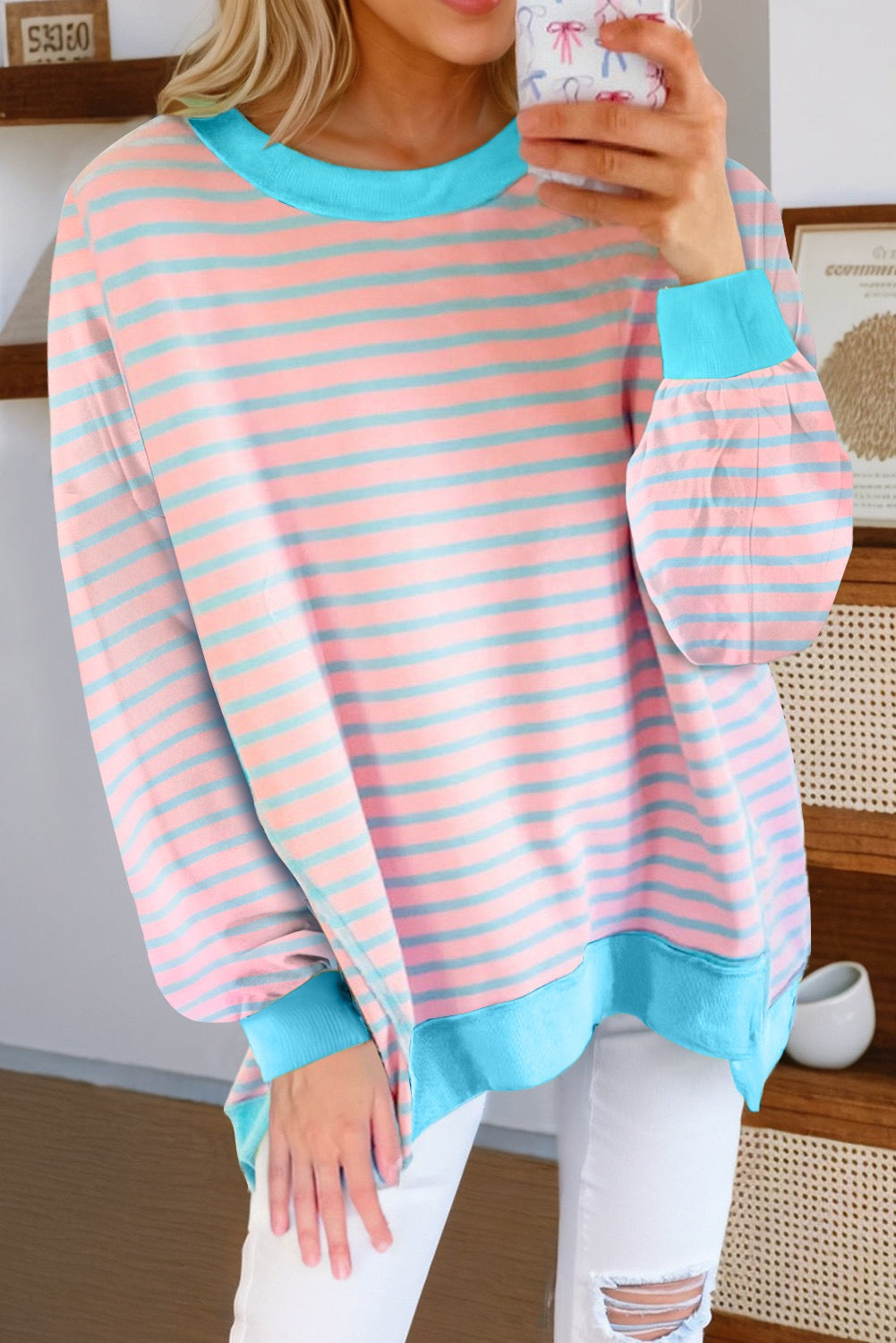 Pink and Blue Striped Tee LT