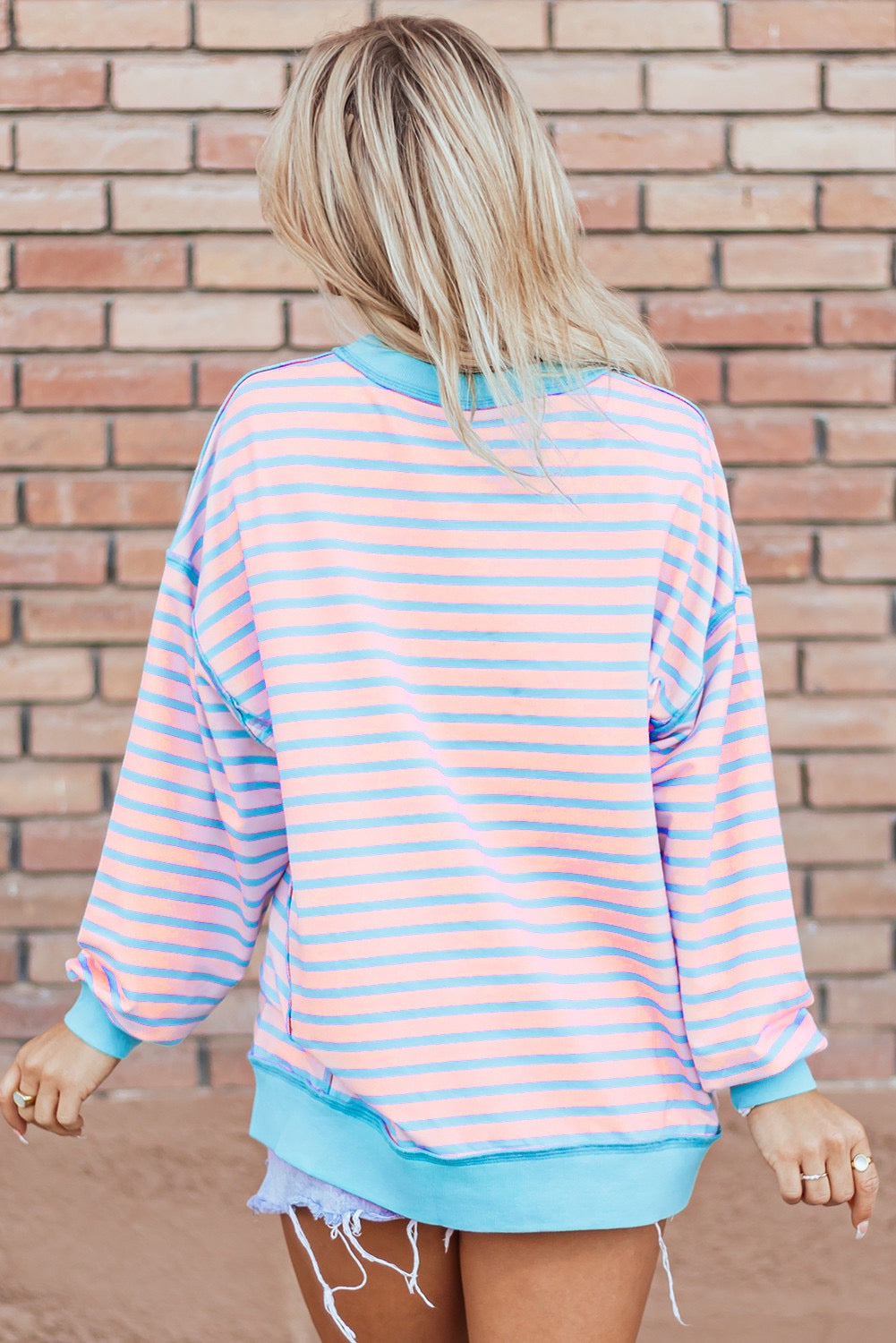 Pink and Blue Striped Tee LT