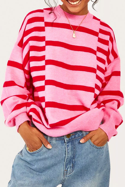 Pink and Red Striped Sweater December.