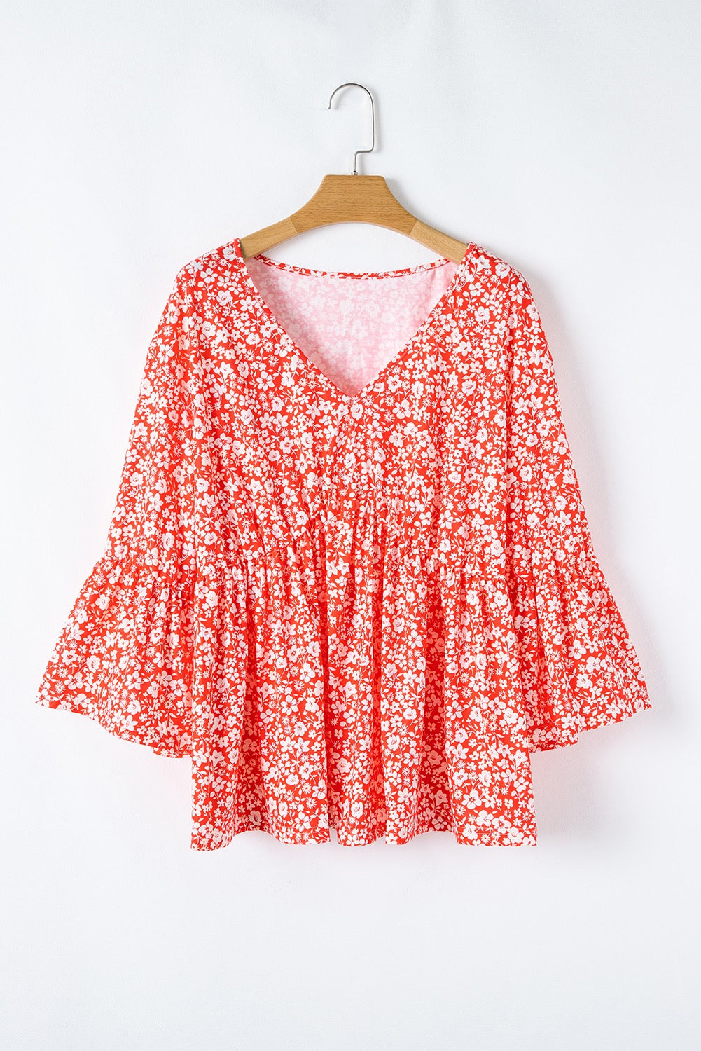 Red Floral Plus Size Blouse LT