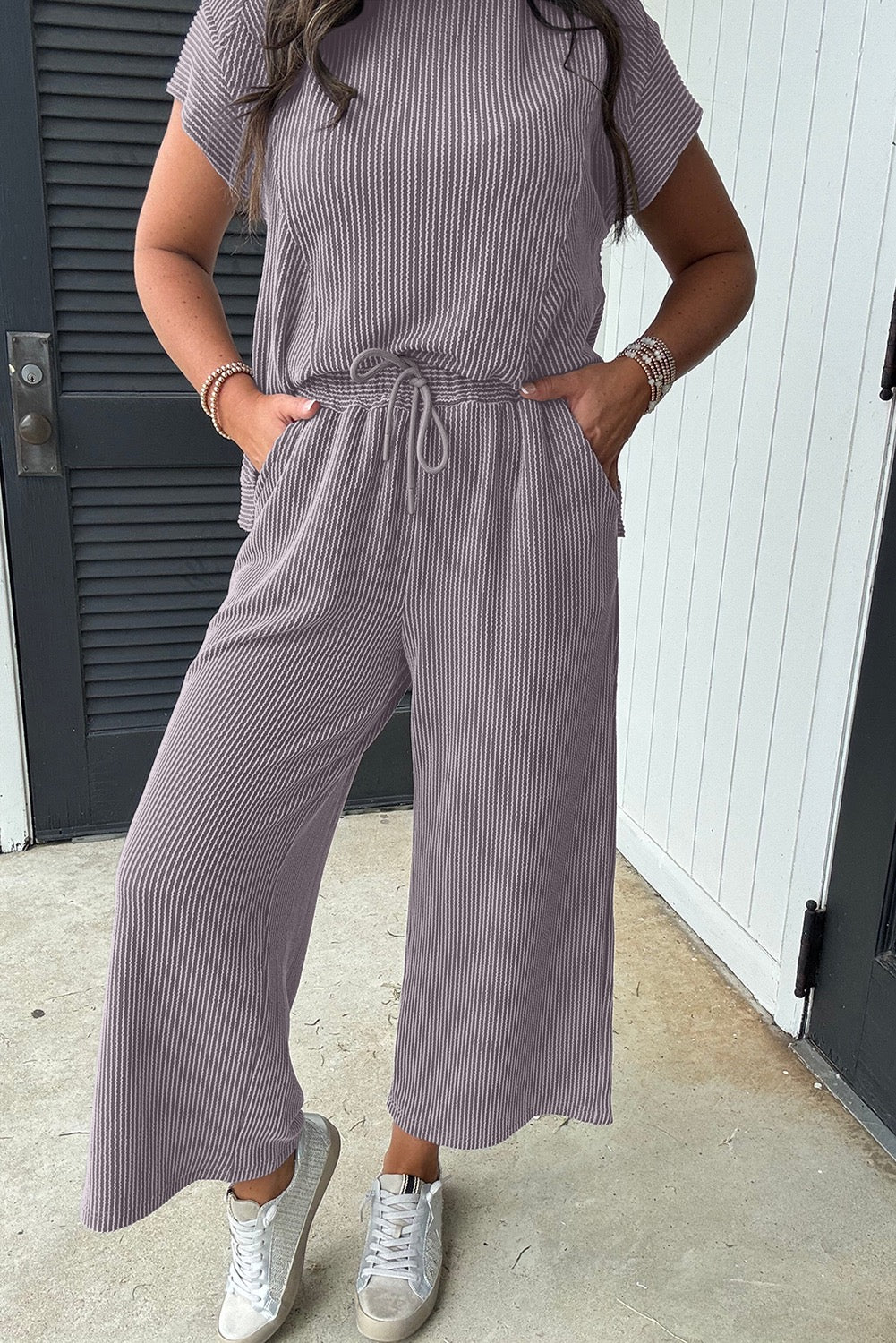 Grey Corded Pants Set LT