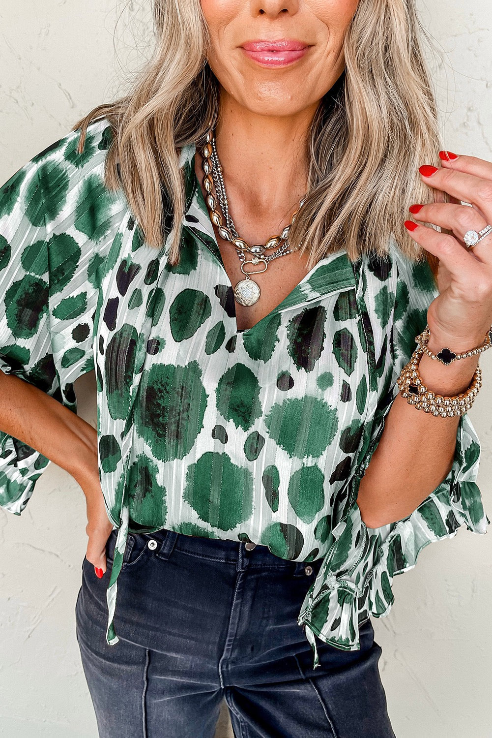 Green Spotted Blouse January.