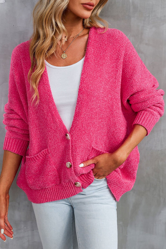 Pink Button Cardigan January.