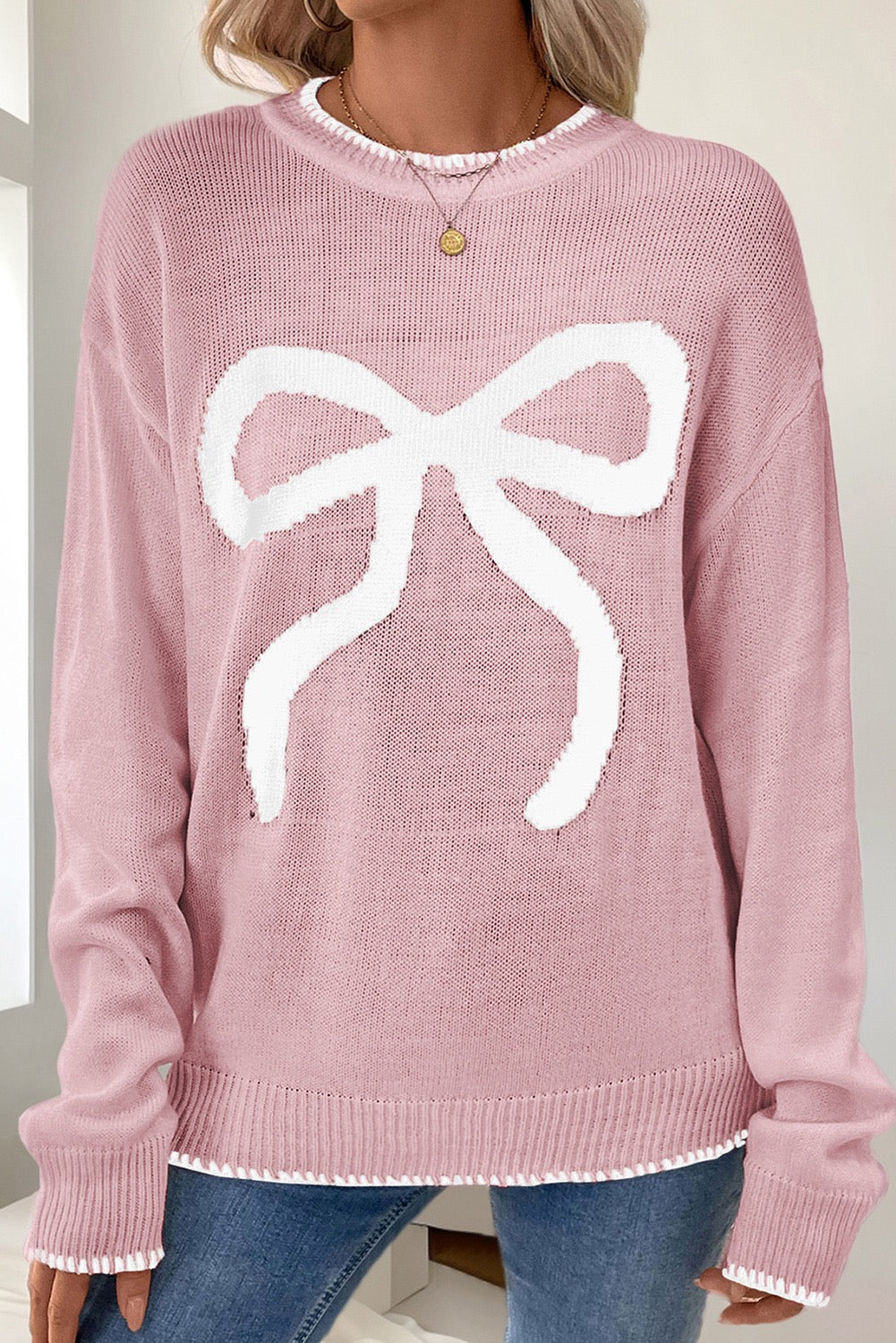 Pink Bow Pullover LT