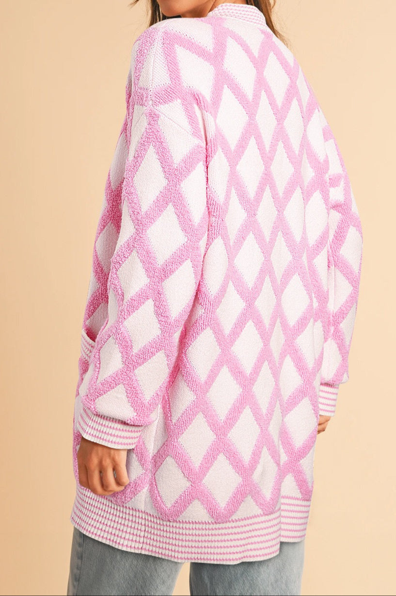 Pink Rhombus Cardigan LT