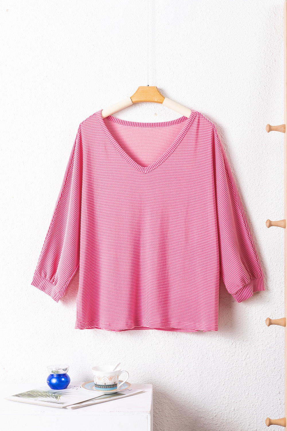 Pink Flowy Ribbed Tee LT