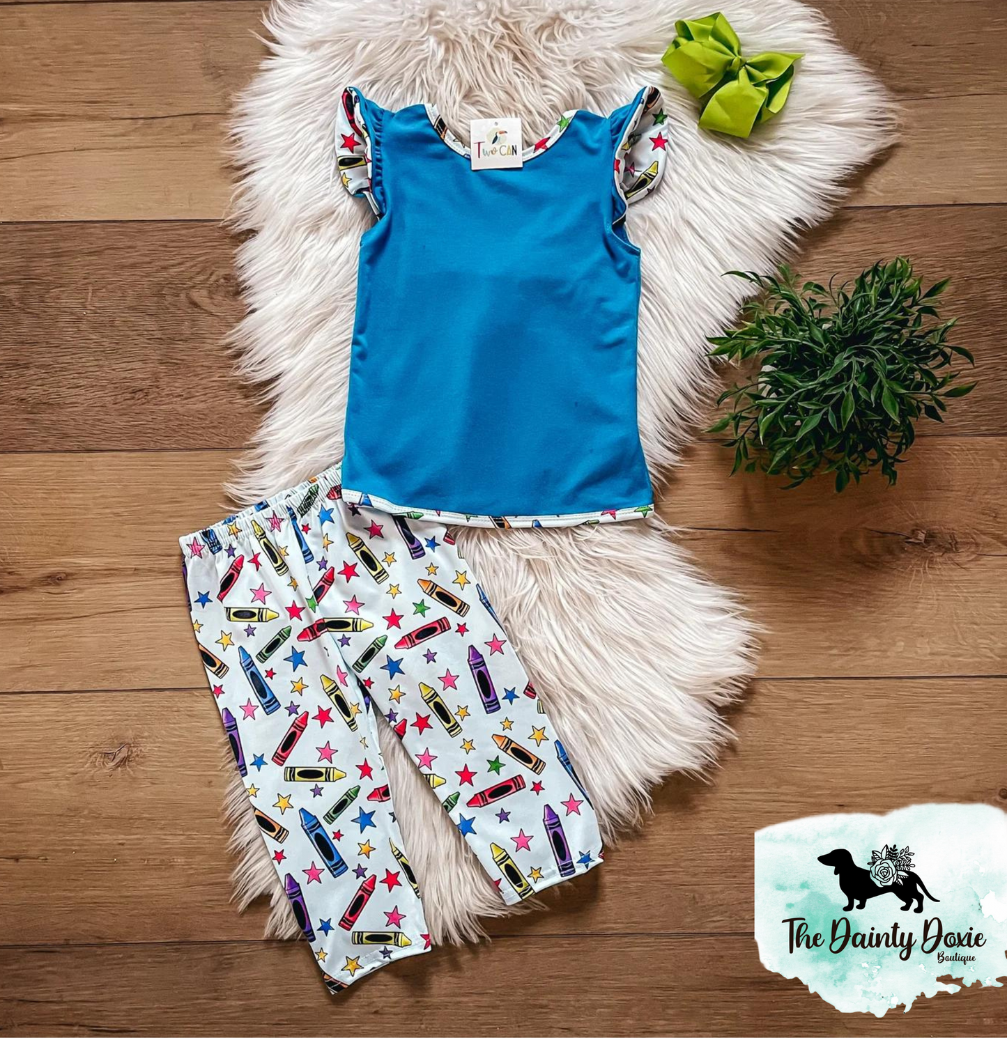 B2S - Color Me for School Bow Back Capri Set by TwoCan