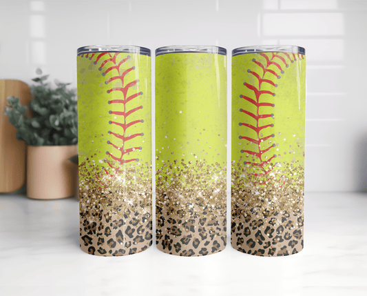 Glitter Cheetah Softball Tumbler